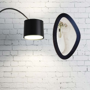 Little black mirror wall decor, Small oval mirror, Irregular funky mirror for wall, Vanity mirror, Small bedroom mirror, Dorm wall mirror