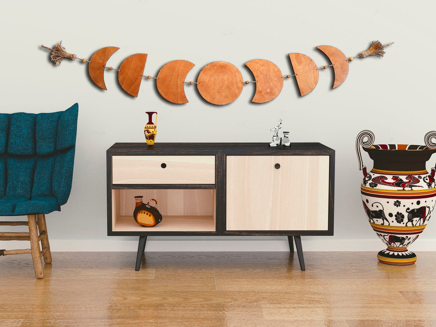 Decoración de la pared del dormitorio sobre la fase de la luna | Etsy