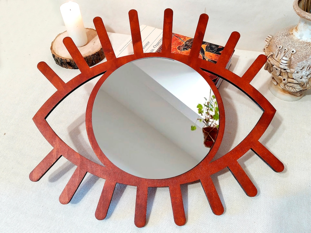 Eye Mirror Wall Decor With Eyelashes Small Cool Mirror Eye Etsy