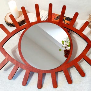 Eye Mirror Wall Decor with Eyelashes, Boho Eclectic Style