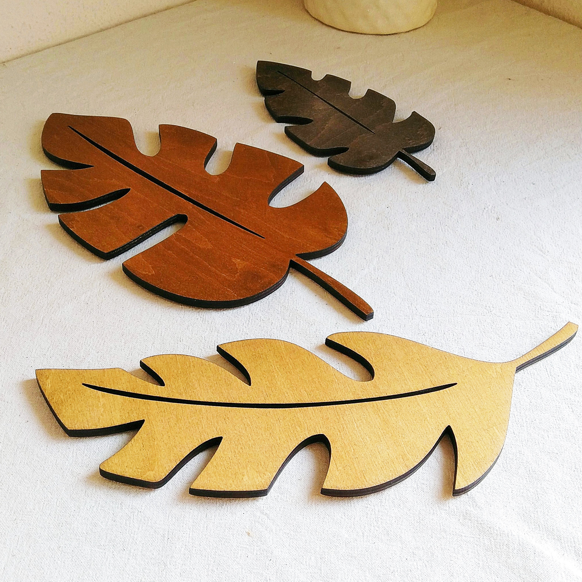 Monstera Leaf Boho Wall Decor Set of 3, Palm Leaves Art, Tropical ...