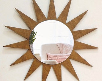 Pointed sunburst mirror, Sun mirror for home, Decorative mirror, Farmhouse mirror, Rustic mirror, Star mirror, Mirror wall decor