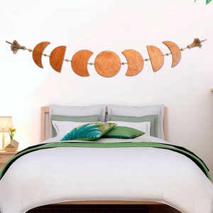 Bedroom wall decor over bed moon phase, Over the bed wall decor boho, Moon phase wall hanging over couch