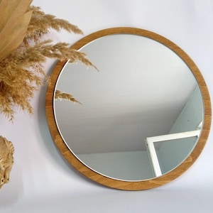 Decoración de pared de espejo redondo Espejos en forma para baño Espejo de  madera circular negro Espejo blanco grande para pared Espejo de nogal para  tocador -  México