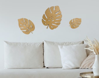 Monstera Leaf Wall Decor, Boho Tropical Leaves Art