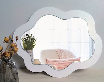 Cloud wavy mirror wall decor, Oval squiggle mirror for nursery, Asymmetrical decorative mirror, Funky mirror, Aesthetic room accent