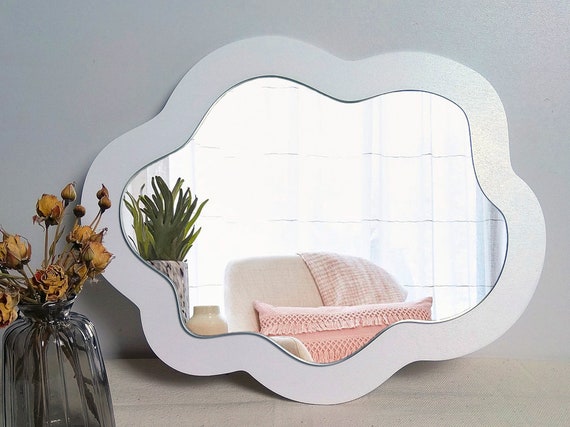 Decorazione da parete a specchio ondulato nuvola, specchio ondulato ovale  per la cameretta dei bambini, specchio decorativo asimmetrico, specchio  Funky, specchio estetico -  Italia