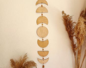 Celestial decor moon phase garland beige, Celestial nursery decor, Phases of the moon wall hanging, Teen room space decor, Boho moon
