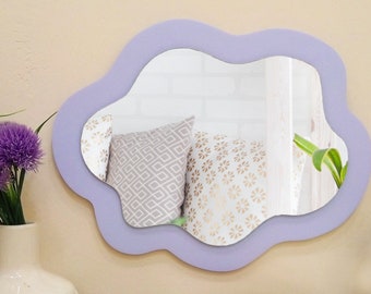 Cloud wavy wall mirror, Oval wavy mirror for nursery, Asymmetrical decorative mirror