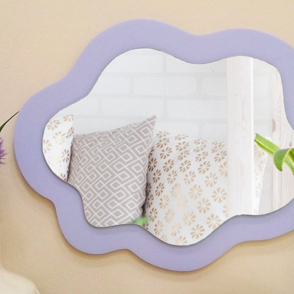 Cloud wavy wall mirror, Oval wavy mirror for nursery, Asymmetrical decorative mirror