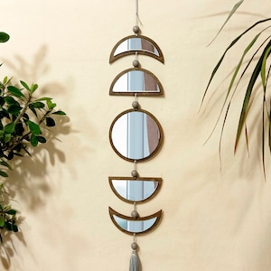 Moon phase mirror, Phases of the moon decorative mirror, Boho mirror decor