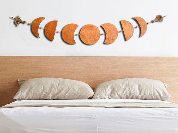 Arazzo Da Parete Con Fasi Lunari | Design Bohémien In Lino | 164.5x40 Cm Con Nappe - Foto 2