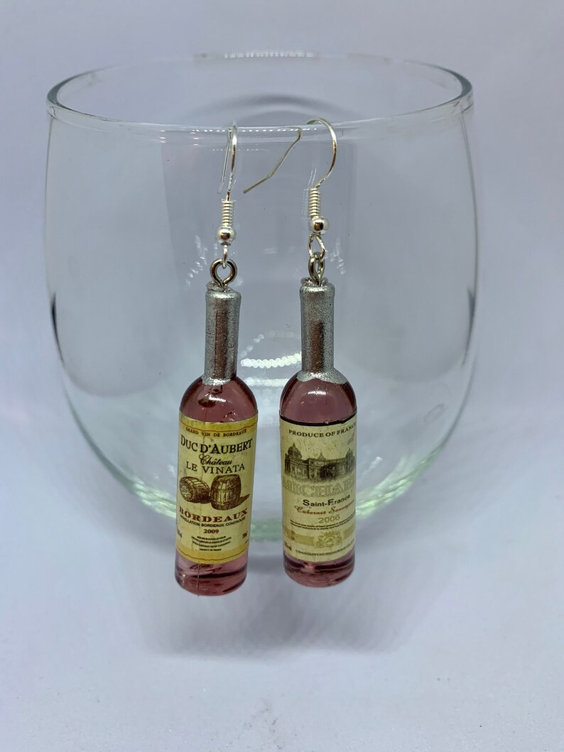 Wine Bottle Earrings, Wine Earrings, Earring, Art Earrings, Hand ...