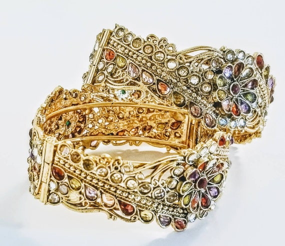 Sunsoul By Touchstone Indian Hand Etched Floral Jewelry Cuff Bracelet In  Gold Copper Tones For Women - Walmart.com