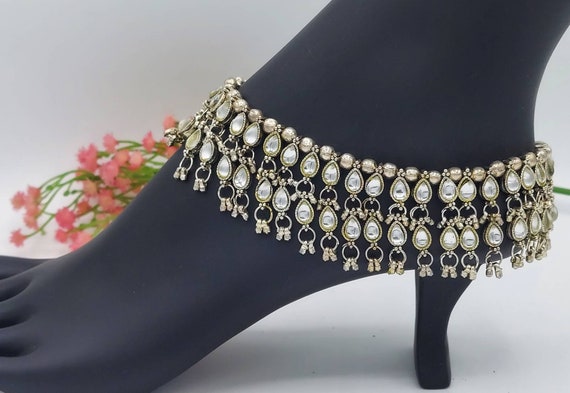 Buy Silver Anklets bridal Anklets beach Wedding Anklets kundan