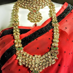 Indian bridal Kundan meenakari jewelry set 6 pcs/ Kundan and meenakari jewelry set/22K Gold plated bridal jewelry set