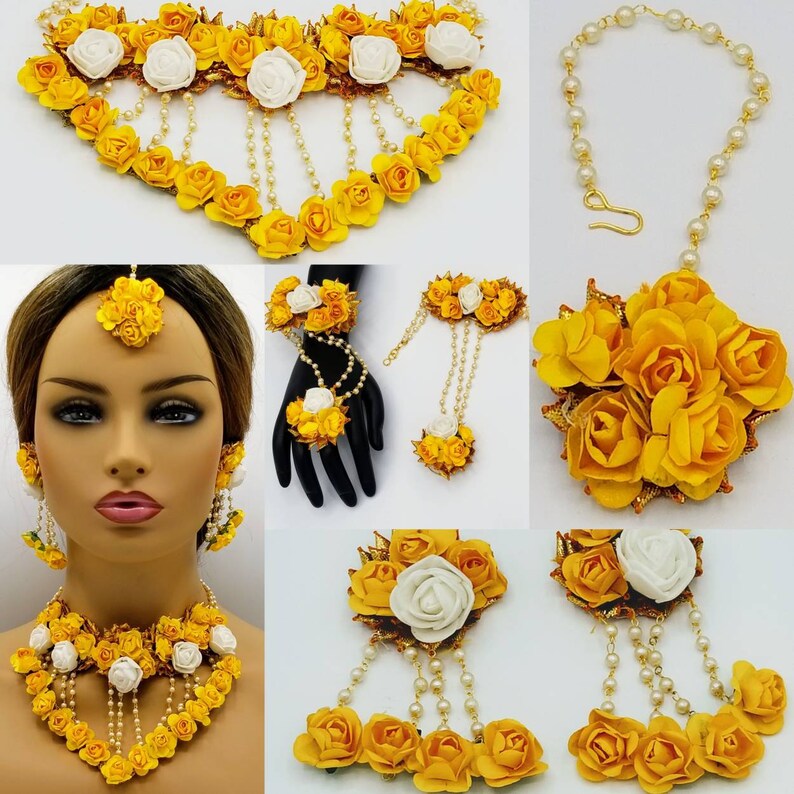 Indian Bridal Flower Jewelry Set/gotta Patti/seed Pearls Etsy