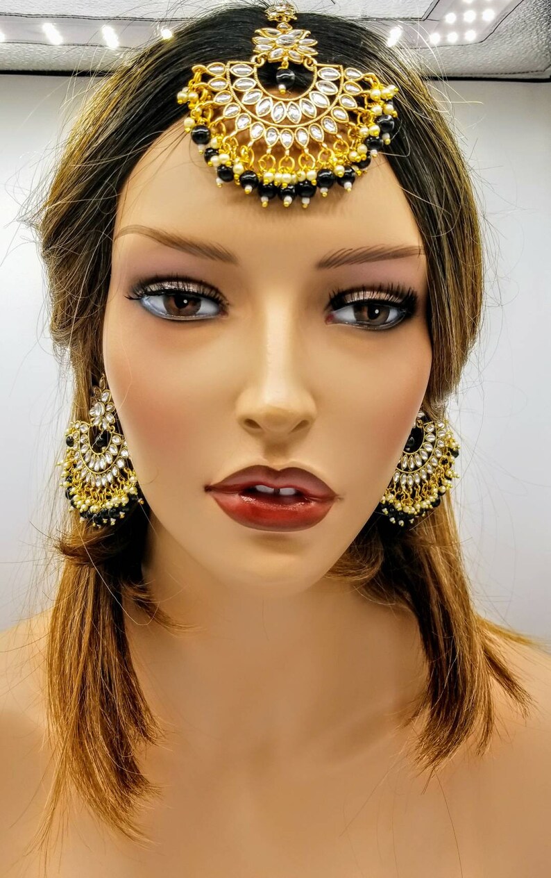 Kundan Earrings Tikka Set/ethnic Earrings/bollywood/indian Etsy