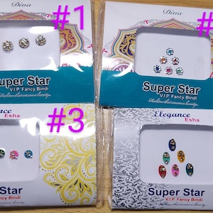 Color Crystals Forehead Bindi Stickers per pack/Wedding Long Bindis/Gold Bindis,Bindi/Bollywood Bindi/Long Bindis/Self Adhesive Stickers