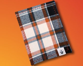 Orange & Black Plaid EDC Microfiber Handkerchief Everyday Carry Hank Gift for Him Gift for Her Gift for Them Glasses Cleaning Cloth