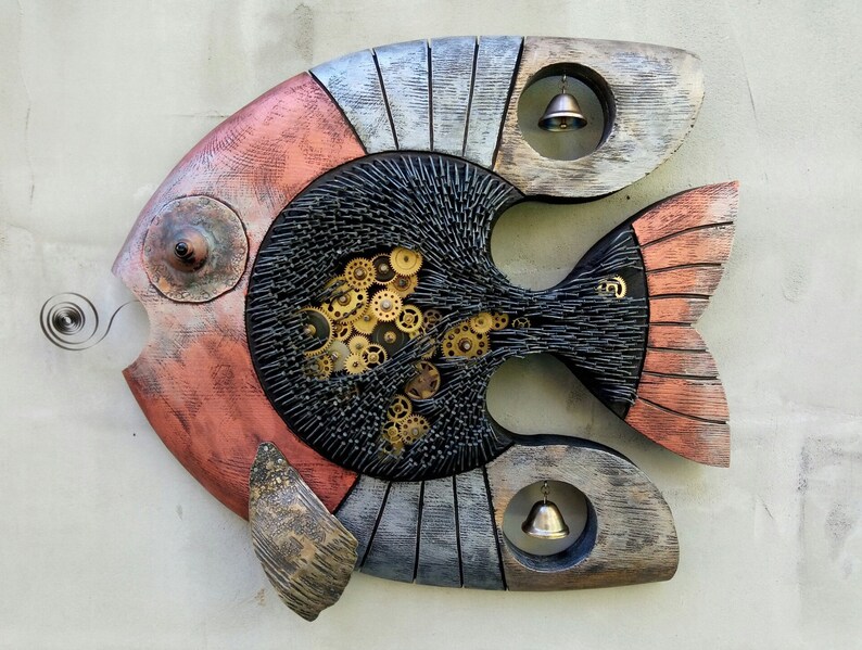 Wood Fish Wall Art Wooden Fish Steampunk Decor Fish Decor Etsy