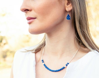 Beautiful Quality Raw Lapis Lazuli Earrings - Raw Gemstone Earrings - Lapis Lazuli Jewelry