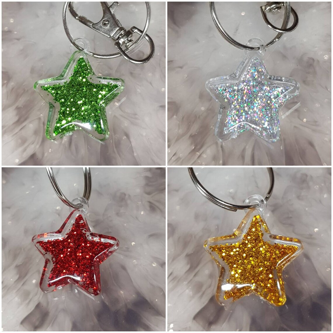 Personalized Green Glittery Star Key Chain Charm Etsy