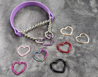 Heart Chain Front Collar: Martingale / No Buckle, Spring Clip, Vegan Friendly, Custom Options Available