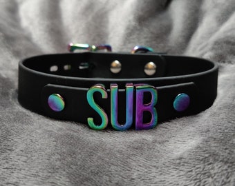 Rainbow Letter Collar: Choice of Titles and Colour Straps, Vegan Friendly
