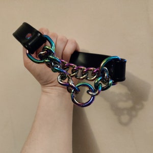 Rainbow Chain Front Martingale Collar: Vegan Friendly, Choice of Straps and Chain Sizes