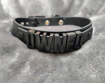 Black Letter Collar: Choice of Titles and Colour Straps, Vegan Friendly