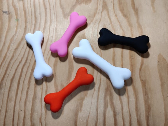 White, Pink, Black or Red Silicone Bone: Pet Play, Sensory / Chew