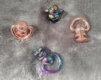 Screwback Ring Rivet: Screw Rivet, O Ring, D Ring, Rainbow or Rose Gold