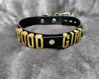 Gold Colour Letter Collar: Choice of Titles and Colour Straps, Vegan Friendly