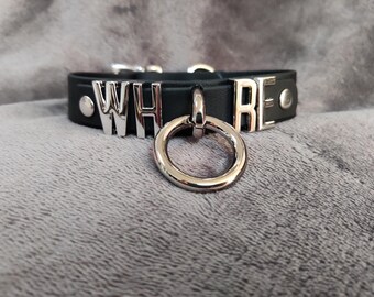 O Ring Letter Collar, Choice of Colour, Vegan Friendly