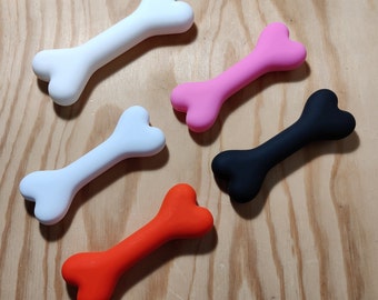 White, Pink, Black or Red Silicone Bone: Pet Play, Sensory / Chew