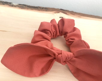 Peachy orange hair bow tie cotton scrunchies ponytail braid messy bun top knot