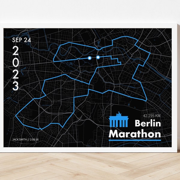 2023 Berlin Marathon Art Print - Personalized Race Map - Running Map Poster - Customized Art Print - Race Art