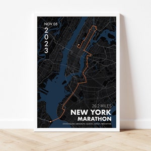 New York City Marathon-route 2024 Art Print - gepersonaliseerde poster racekaart - cadeau hardloper - hardloopkaartposter - aangepaste kunstprint Draft