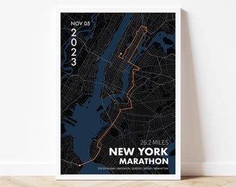 Personalized (2025) NYC Marathon Route Art Print: Custom Race Map