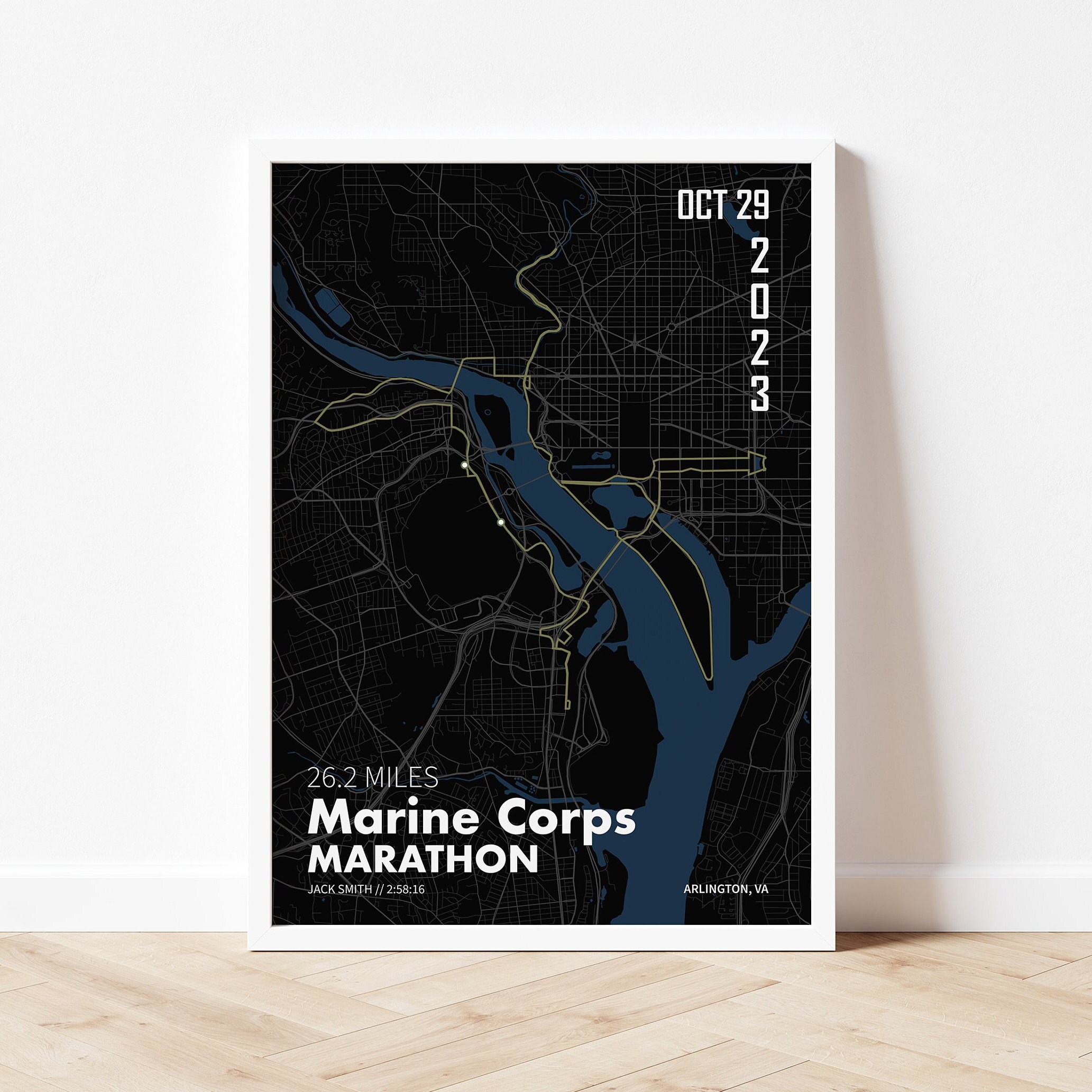 2023 marine corps marathon route art print personalized race etsy