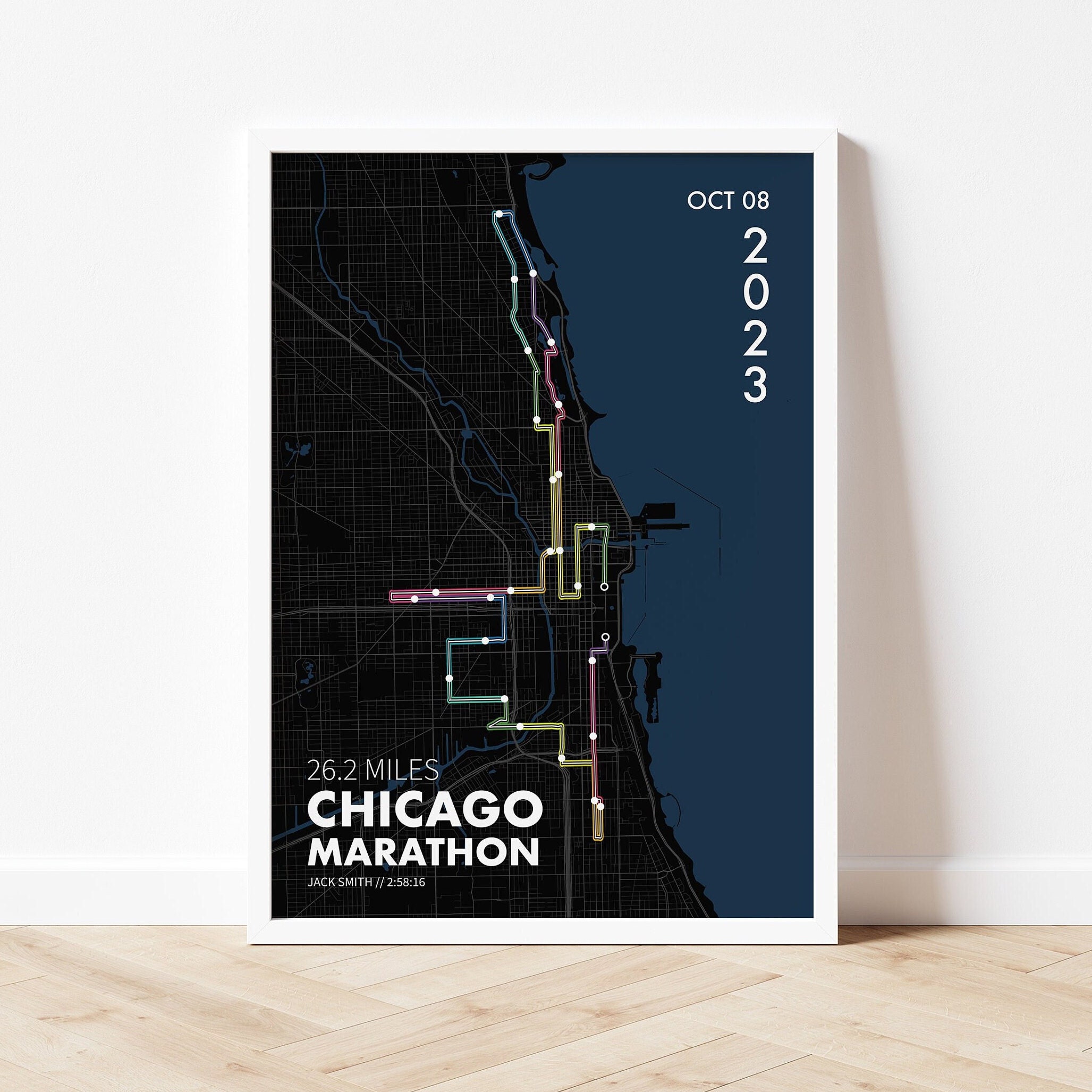 2023 Chicago Marathon Route Art Print Personalized Race Map Poster Runner Gift Running Map