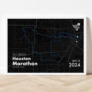 Houston Marathon Art Print 2024 - gepersonaliseerde racekaart - hardloopkaartposter - aangepaste kunstprint - racekunst