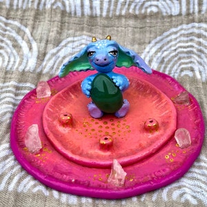 Lelè Dragon Incense Holder with Agate and Rose Quarts