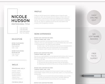 Professional Resume Template/ Modern Resume/ Two Page Resume Template/ Resume Cover Letter/ CV Template/ Digital Resume/ Designer Template