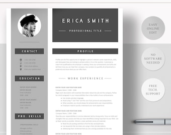 Professional Resume Template/ Modern Resume/ Two Page Resume Template/ Resume Cover Letter/ CV Template/ Digital Resume/ Designer Template