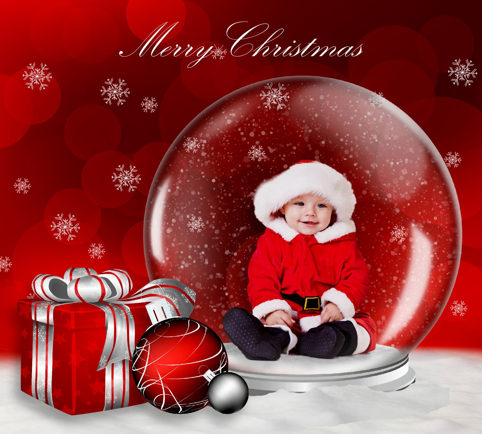 Christmas Snow Globe Digital Backdrop Christmas Photo | Etsy