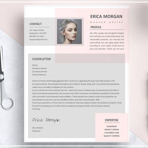 Pink Resume Template/ Pink CV Template/ Creative Resume Template Design ...