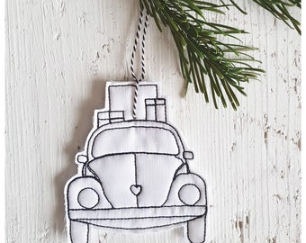 Pendentif voiture cadeau, oneline ITH, 10x10