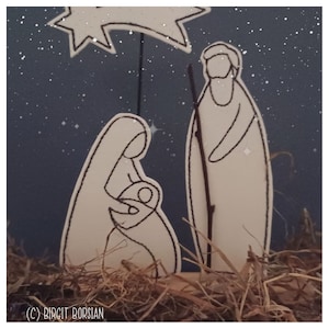ITH nativity figures, 10x10 and 13x18 plus large star up to 16x26